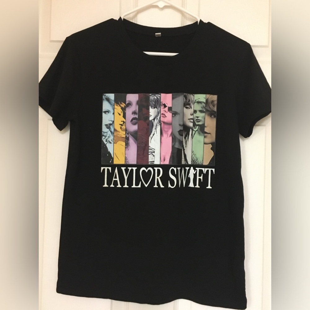 Taylor Swift Girls Graphic T-Shirt Black Size XS Polyester Spandex Short Sl…